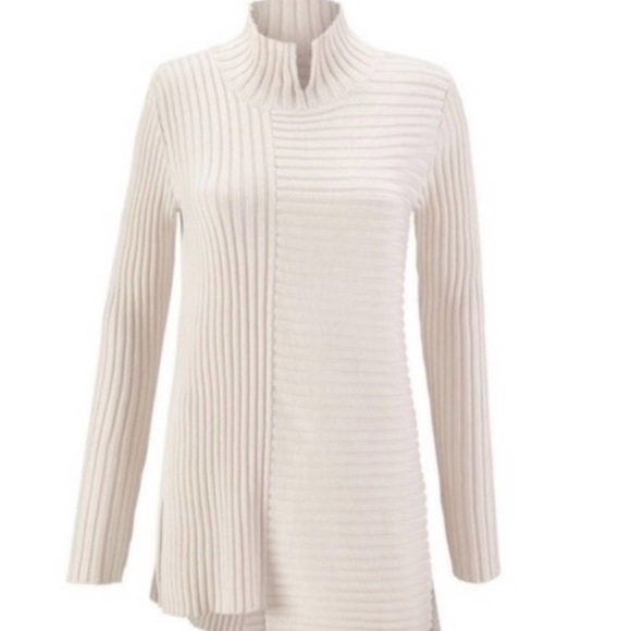 CAbi 3363 D-Ring Pullover Ribbed Sweater Cream, Size S - Picture 3 of 10